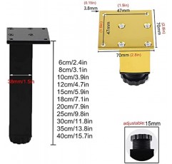 ISolay 4X 금속 가구 다리 높이 조절 가능 알루미늄 합금 가구 피트 소파 다리 주방 캐비닛 피트 DIY 교체 발 (검정색 18cm/7.1in)