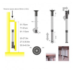 조정 가능한 금속 테이블 다리, 접이식 책상 다리, 교체 지원 다리, DIY 가구 다리, 컴퓨터 책상, 식탁, 작업대, 커피 테이블, 1Pcs(크기: 27.5-35.8in(71-91cm))에 적합