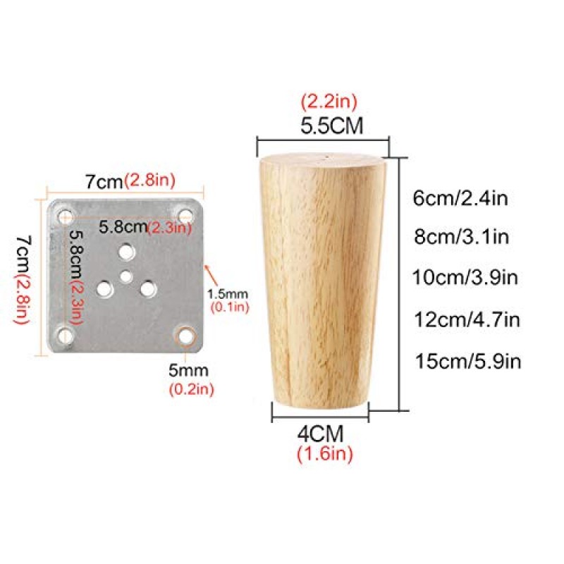 OOCCO 4 Pcs 검정색 etal 머리핀 다리, 강철 머리핀 다리 헤비 듀티 DIY 가구 etal 테이블 다리, 무료 나사 및 보호대 피트, 소파 다리 용 교체 검정색, 커피 소파 (55c/21