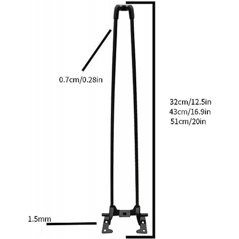 LYF 접이식 금속 머리핀 다리, 검정색 커피 테이블 다리 2개, 산업용 DIY 가구 다리, (색상: 검정색, 크기: 32cm)