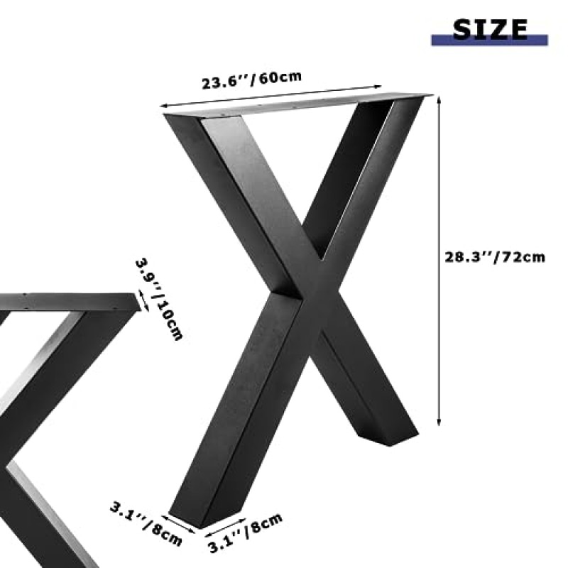 Minneer 28인치 금속 테이블 다리, 검은 금속 엔드 테이블 다리, 사무실 책상, 식탁, 커피 테이블, DIY 가구 다리(H28