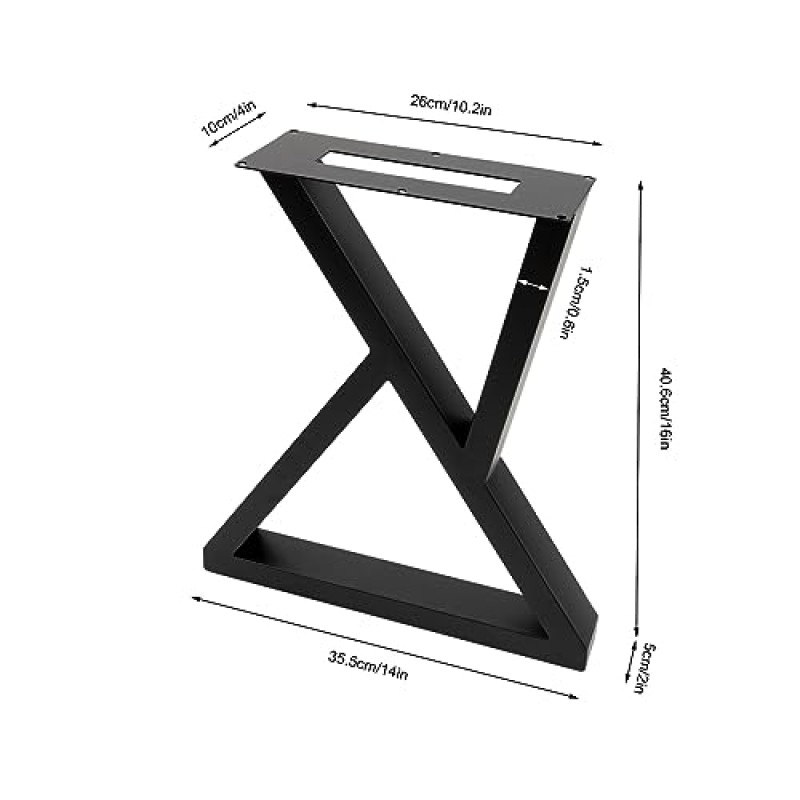 BILPIKOGoo 금속 테이블 다리 16 인치 벤치 커피 책상 다리 DIY 헤비 듀티 가구 다리 Z 모양 끝 사무실 다리 고무 바닥 보호대가있는 검은 색 다리 검정색 2PCS