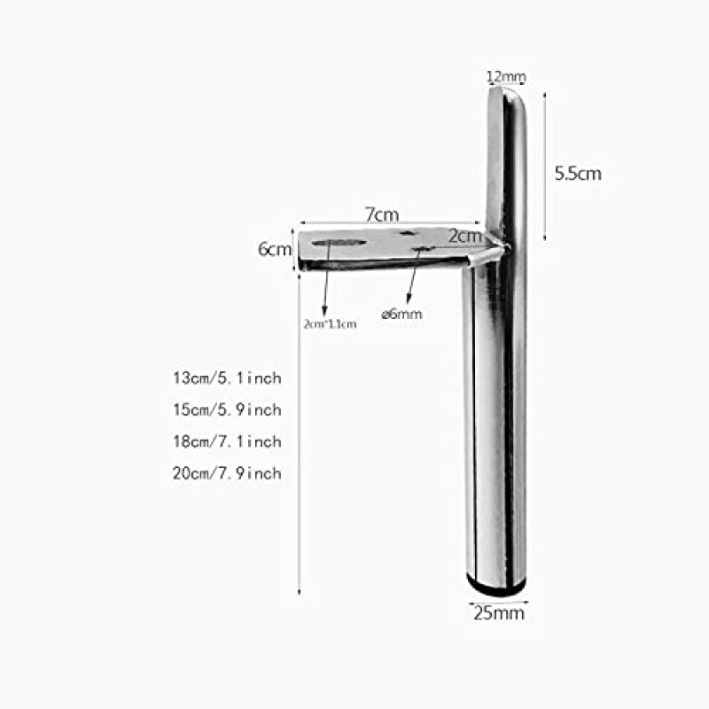 ELIMUH 금속 가구 다리 4 개 세트, 소파 커피 테이블 다리 용 현대 DIY 가구 하드웨어 교체 주방 욕실 캐비닛 찬장 피트 (크기 : 6 인치)