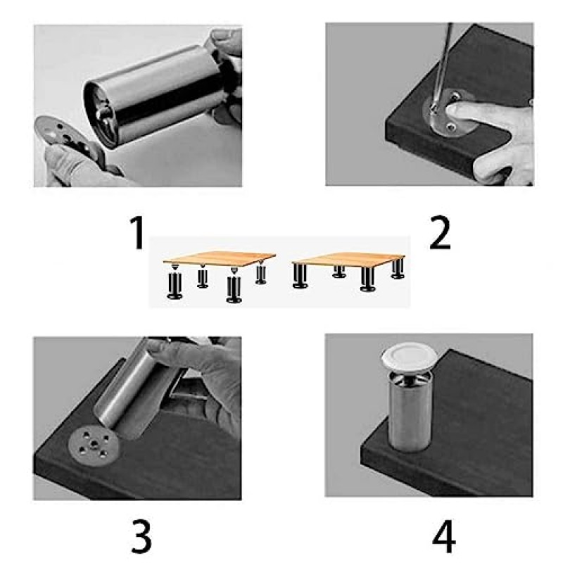 4 조각 조정 가능한 피트 소파 다리 테이블 지원 다리 높이 조절 가능한 가구 피트 라운드 가구 다리 0-15mm DIY 가구, silver-15CM(5.9IN) (실버 8CM(3.1IN))
