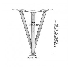 MINTOO 가구 다리 조절 가능 X4, 스테인레스 스틸 테이블 다리, 캐비닛 피트, 소파, 욕실 캐비닛, 커피 테이블, 헤비 듀티 삼각형 다리, DIY 용 금속 다리, 미끄럼 방지, Gold-20cm/8in