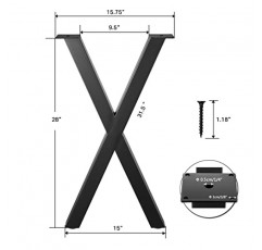 ALLCOS 28 인치 테이블 다리 X 자형 책상 다리 금속 커피 테이블 다리, 강철 책상 다리 가구 식탁 용 DIY 다리, 2 개 세트, 검정색