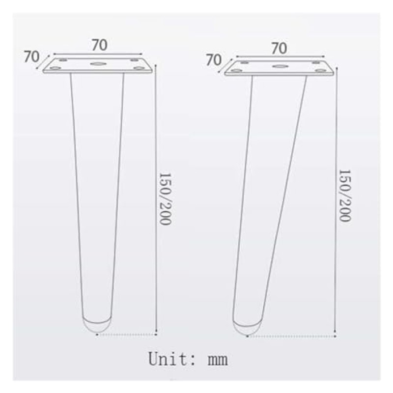 LYF 금원추형 가구 발 소파 다리, 15cm-20cm TV 욕실 지지대, DIY 크롬 커피 테이블 다리, 캐비닛 및 침대 다리에도 사용할 수 있음(색상: 금색, 크기: 20cm)