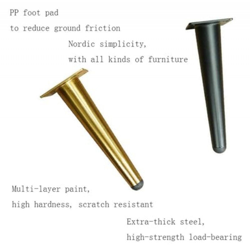 LYF 금원추형 가구 발 소파 다리, 15cm-20cm TV 욕실 지지대, DIY 크롬 커피 테이블 다리, 캐비닛 및 침대 다리에도 사용할 수 있음(색상: 금색, 크기: 20cm)