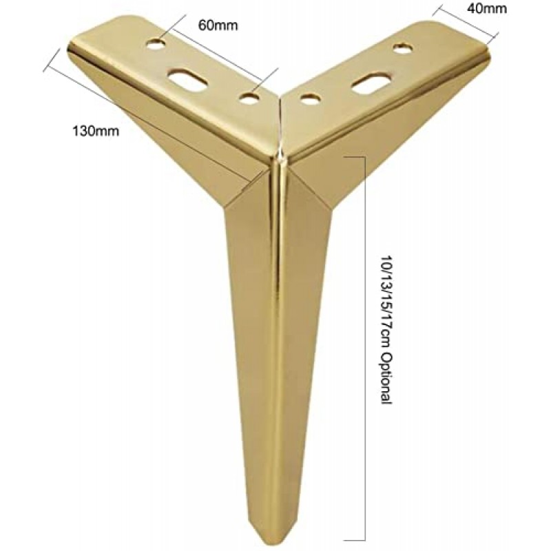 가구 다리 4개 세트, 의자 다리 나사가 있는 테이블 다리 소파 다리 책상 다리 금속 교체 다리 가구용 DIY 프로젝트에 사용 (색상: 골드, 크기: 17cm/6.7in) (골드 10cm/4in)