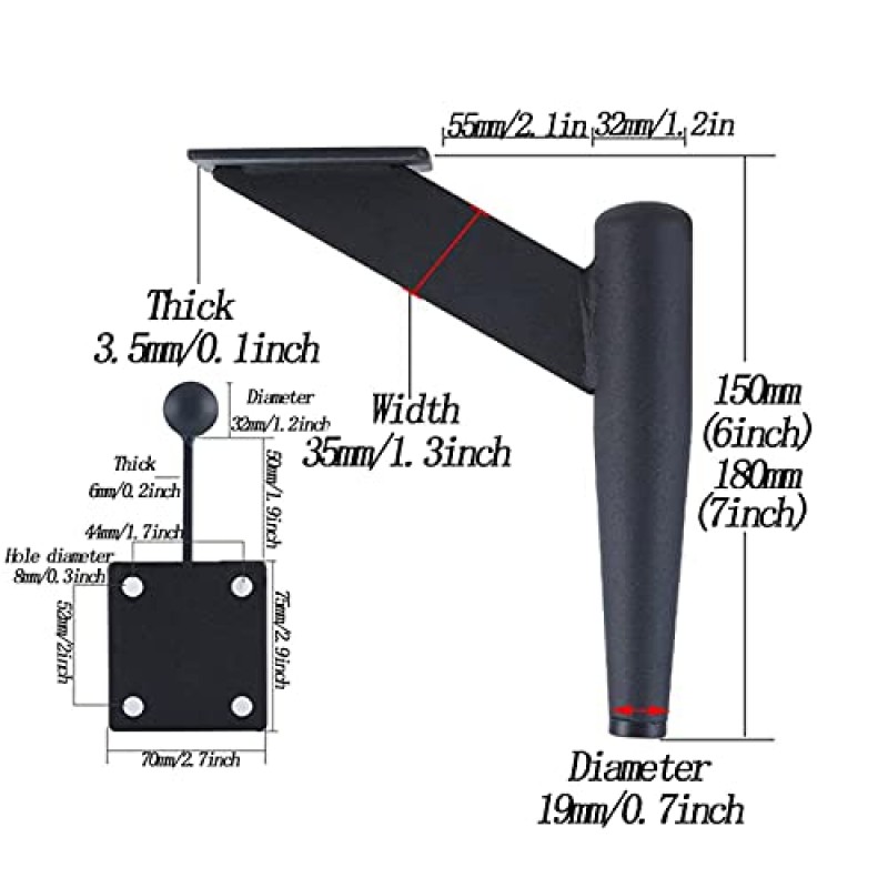MEFFEE 테이블 다리, 견고한 철 테이블 다리 4개 세트, DIY 가구 교체 다리, 소파 다리, 욕실 캐비닛 침대 옆 테이블 TV 캐비닛, 하드웨어 가구 액세서리, 검정색(크기: 150mm/6인치)