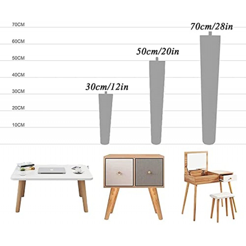 PEIXEN 테이블 다리, 나무 단단한 나무 테이블 발, DIY 지지대, 가구 교체 다리, 방습, 설치 액세서리 포함(4 Pcs) (크기: 60cm/24in) (크기: 70cm/28in)