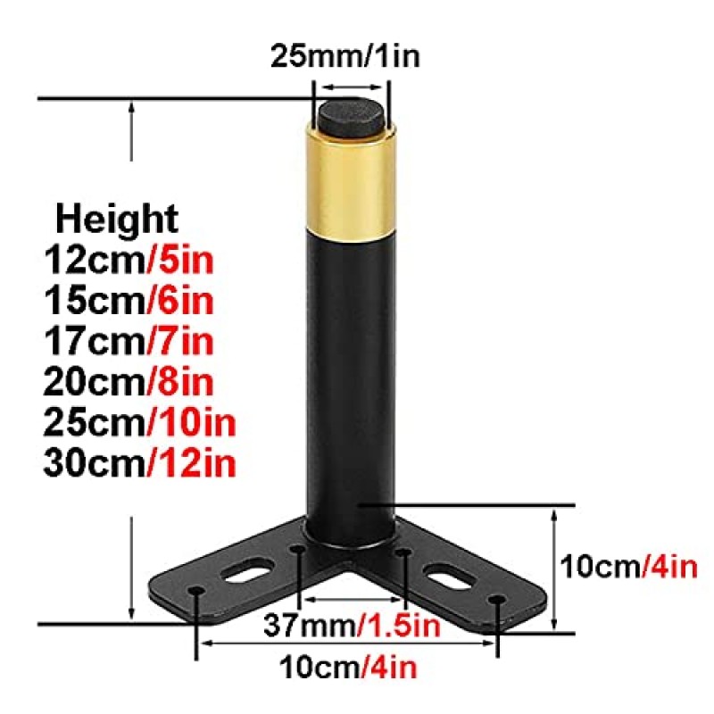 테이블 다리, 금 철 금속 테이블 다리, 조절 가능한 소파 발, DIY 교체 다리, 삼각형 가구 발, 캐비닛 TV 스탠드 욕실 찬장, 장착 나사 포함, 4개 세트(색상: 블랙 골드, Si
