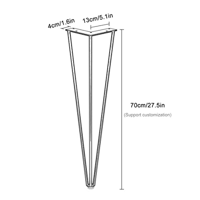 테이블 다리, 금속 머리핀 테이블 다리, 70cm DIY 현대 산업풍 캐비닛 다리, 커피 테이블 다리, 교체 가구 피트, 책상, 식탁, 4개, Gold-70cm/27.5in(색상: 흰색, 크기: