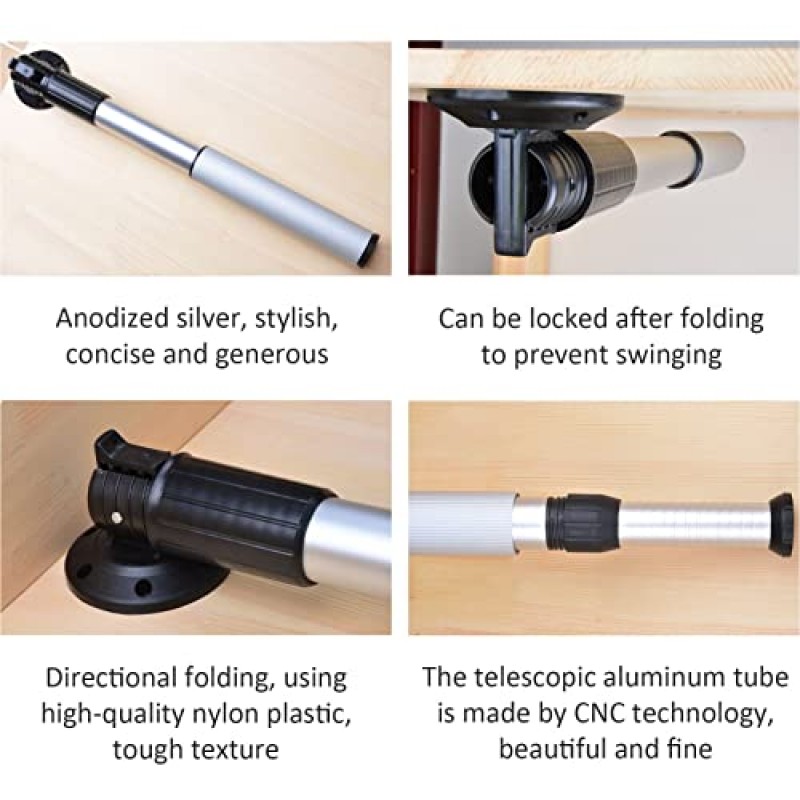 테이블 다리 벽 접이식 식사 RV 리프트 다리 텔레스코픽 피트 조절 가능한 알루미늄 합금 바 지원 다리 텔레스코픽 접이식 DIY 다기능 보이지 않는 가구 피트(51cm)