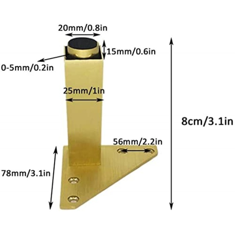 4개의 금속 가구 다리 소파 캐비닛 찬장 테이블 침대용 조정 가능한 가구 다리 나사가 있는 DIY 지지대 (색상: 검정색 크기: 18cm 7.1in) (골드 8cm 3.1in)