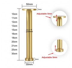 4 Pcs 조정 가능한 소파 다리 금속 가구 지원 다리 DIY 교체 하드웨어 액세서리에 대 한 나사 바닥 보호대와 황동 캐비닛 다리 (색상: 골드 크기: 10cm) (골드 18cm)
