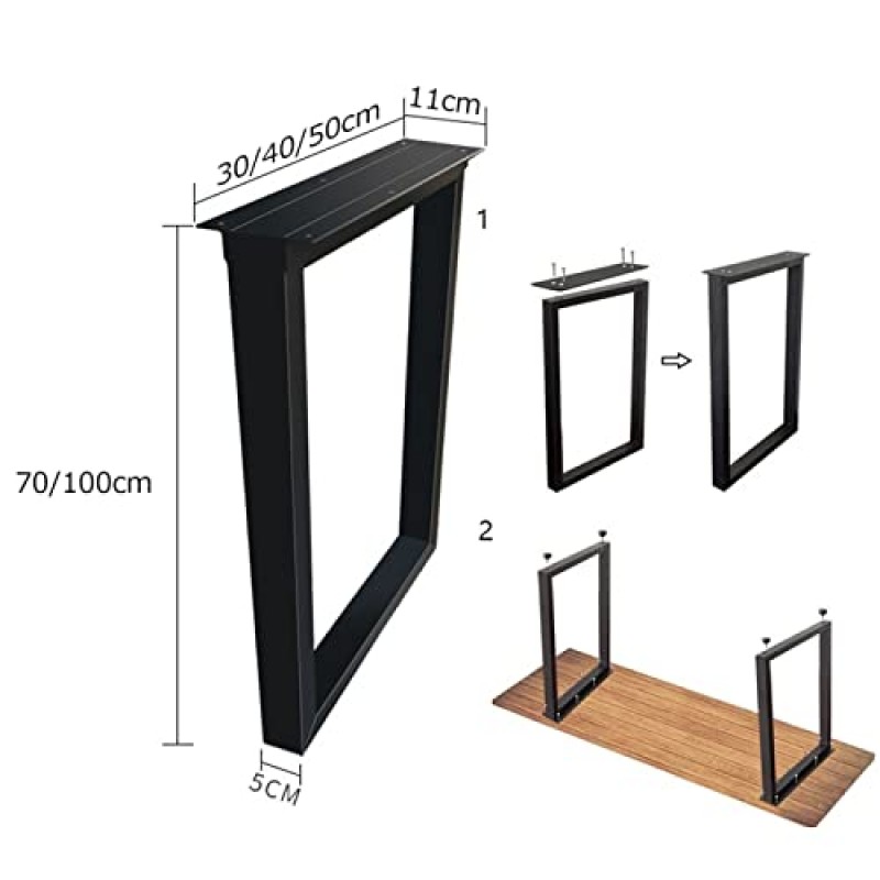산업용 금속 테이블 다리 2개 팩, 28