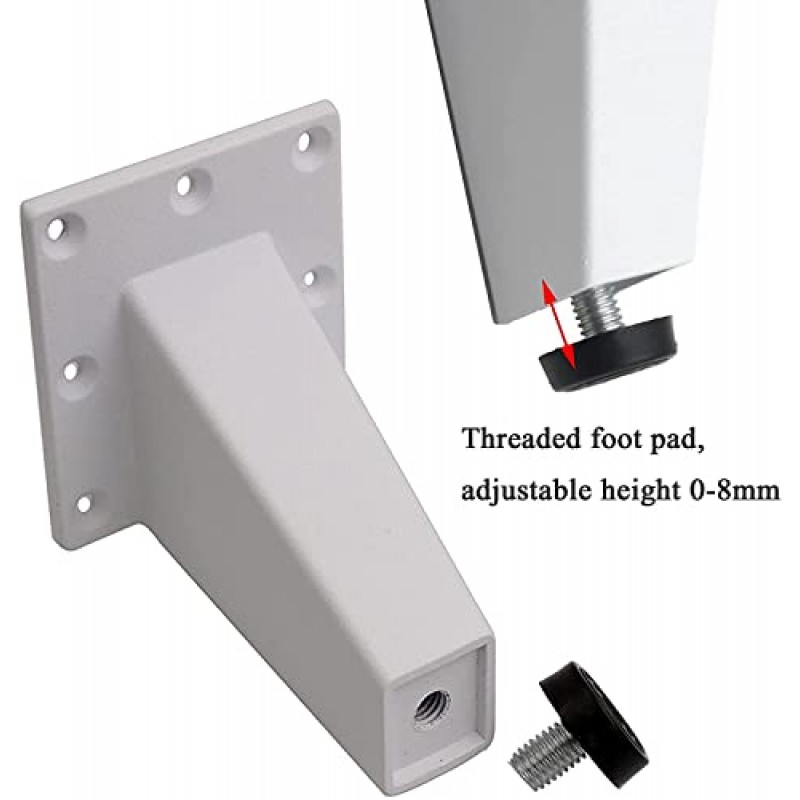 PEIXEN 테이블 다리, 테이블 다리, 금속 캐비닛 다리, 소파/찬장/침대 다리 4개 경사 세트, 가구 지지대, DIY 교체 다리, 미끄럼 방지 무소음(크기: 10cm/3.9in)(크기: 8cm/3.1in)