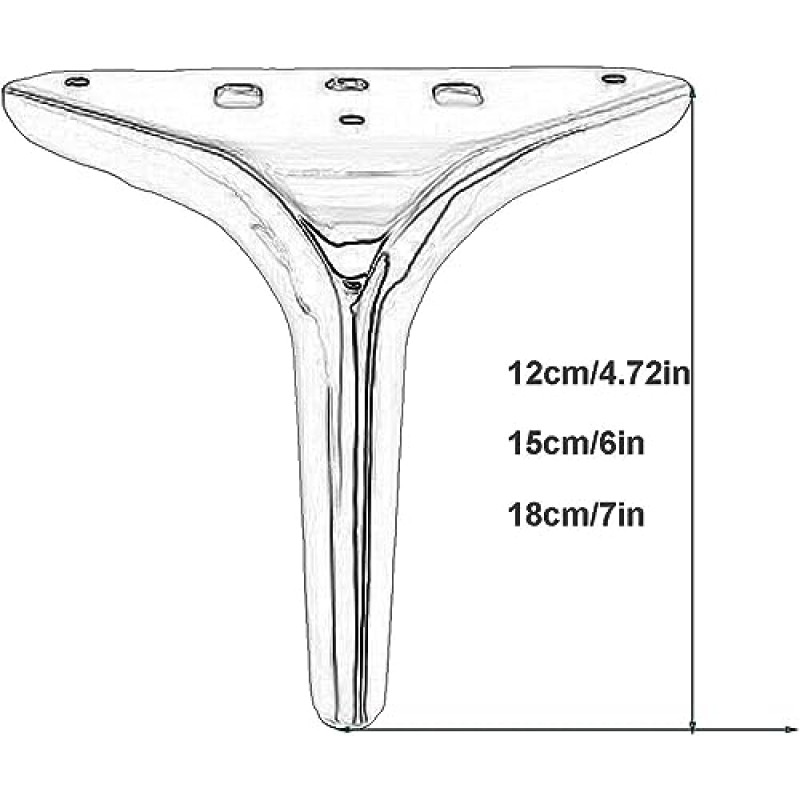 LYF 4pcs 금속 가구 다리, 무거운 소파 다리, DIY 캐비닛 다리 교체 피트, TV 스탠드 캐비닛 용 오스만 드레싱 테이블 소파 피트, 리프팅 높이, 3 가지 색상 (색상 : A, 크기 : 15CM)