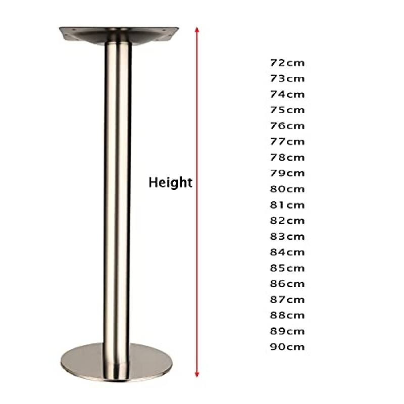 테이블 다리 - 교체용 다리, 스테인레스 스틸, 대형 베이스, 강한 내하력, 가구 다리, 두꺼운 패널, DIY 가구에 이상적, 둥근 발 -1개 (색상: 실버, 크기: 높이 90cm)