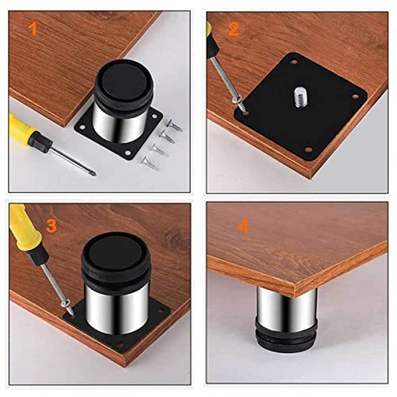 회전 조절 테이블 다리 X4 캐비닛 다리 가구 다리 벤치 다리 테이블 다리 라운드 가구 다리 0-15mm DIY 가구, 500mm(19.68in) ()