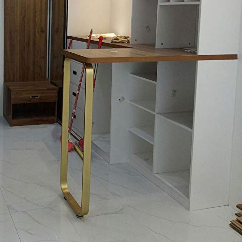 테이블 다리 DIY 가구 베이스 나사 포함 높이 조절 가능 철 골드 2개 세트, 정사각형