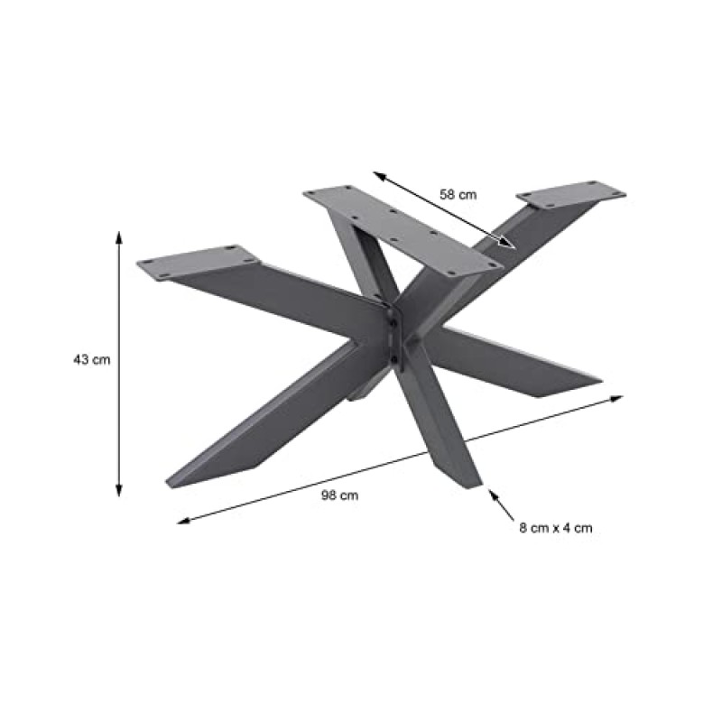 JAEFIT DIY 거미 테이블 프레임 - 테이블 다리 가구 다리, 분말 코팅 강철 다리 - 산업 스타일 거미 모양 다리, 간편한 조립에 바닥 보호 장치 포함(크기: 58 x 43 x 98 cm)