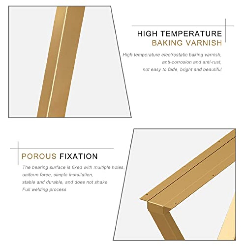 테이블 다리, 금속 테이블 다리 2개, 중공업 DIY 가구 다리 책상 다리, 나사 포함, 골드/블랙 교체 가구 피트, 식탁, 바, 컴퓨터 테이블, 골드-30×70cm/11.8×27.5in(