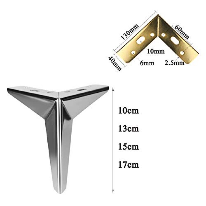 가구 다리 금속 가구 다리 - 옷장 발 4개 검정 - 커피 테이블 캐비닛 다리, 홈 DIY 프로젝트용 TV 스탠드 소파 캐비닛, 청소 및 유지 관리 용이, 10Cm 13Cm 15Cm 17Cm
