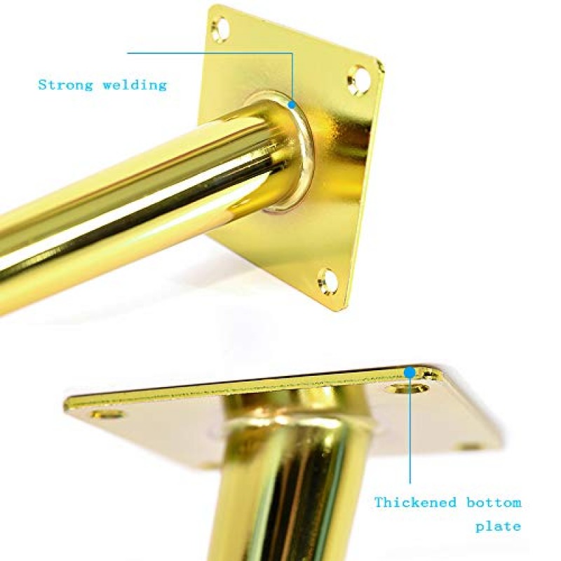 가구 다리 직선 가구 다리 - 캐비닛 다리 4 황금 - 금속, DIY 하드웨어 가구 액세서리, 내하중 800Kg, TV 캐비닛 의자 소파 카운터 팩, 옷장 발