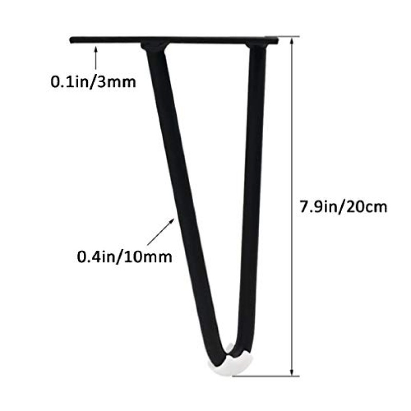 ASXCAQ 가구 다리, 금속 머리핀 다리, 소파 다리, DIY 가구, 막대 2개, 800kg 운반, 검정색, 나사 및 드라이버 포함, TV 가구용, 보관 상자 lianshanwang(크기: 7.9in/20cm)