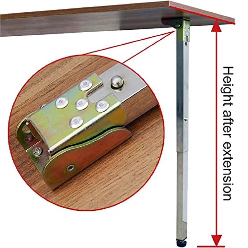 ISolay 스테인레스 스틸 DIY 가구 다리, 접이식 및 텔레스코픽 바 다리 베이스와 나사를 보호하기 위한 조정 가능한 바 지지대 기둥으로 푸시-풀 리프팅 식사(크기: 55.1')