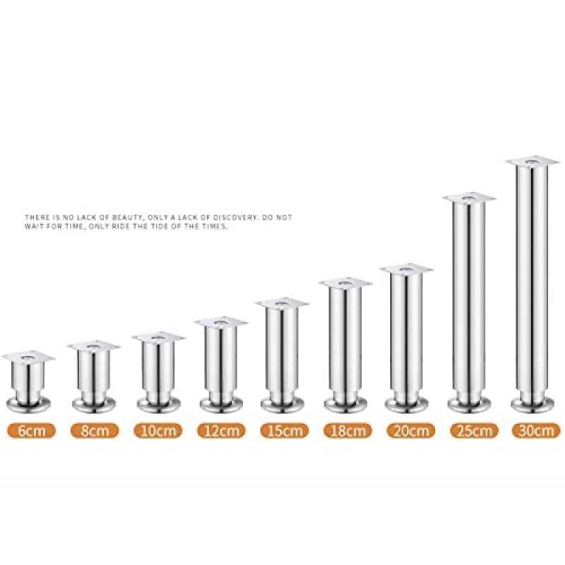 4 Pcs 조정 가능한 가구 지원 다리, 스테인레스 스틸 소파 피트, 나이트 스탠드, 찬장, TV 캐비닛, 커피 테이블, 책상, 부하 용량 500kg, 나사 포함 (25cm(9.8in), 은색) 용 금속 홈 DIY 프로젝트