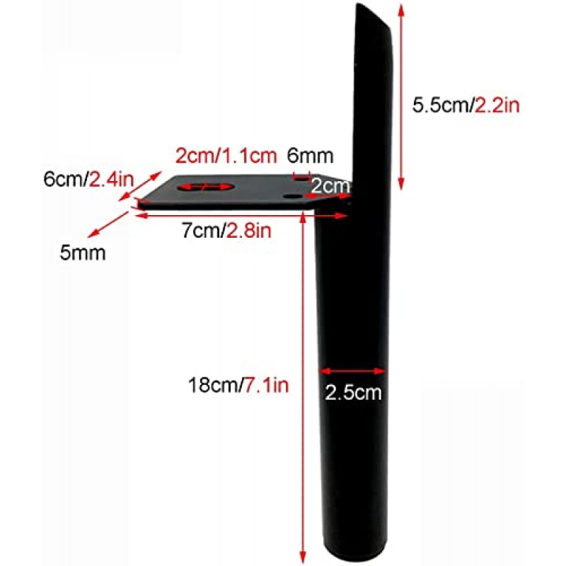 MEFFEE 테이블 다리, 금속 소파 다리 4개 세트, 소파, 캐비닛, 커피 테이블, 의자에 사용되는 DIY 교체 다리, 검은색 가구 지지대, 나사 다리 포함(크기: 15cm/5.9in)(크기: 18cm/7.1in)