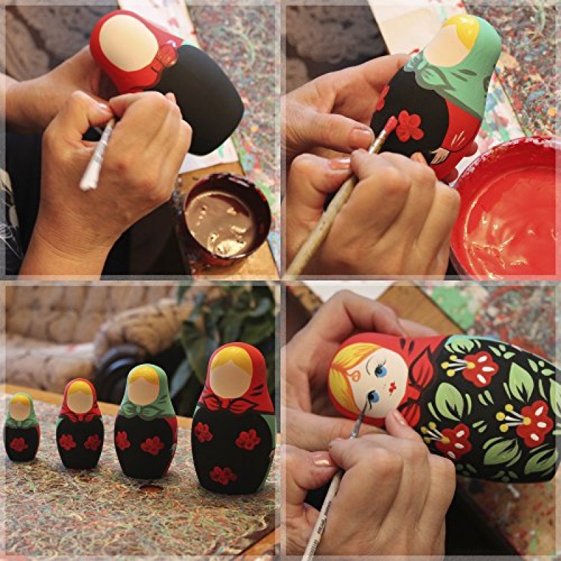 도색되지 않은 중첩 인형 - DIY 7 Matryoshka 중첩 인형 공백 - 페인트 선물용 DIY 미완성 공백 인형 - 나만의 인형 만들기