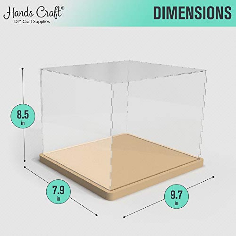 핸드 크래프트 미니어처 인형의 집 디스플레이 케이스 - 아크릴 먼지 커버 나무 베이스 투명 투명 먼지 커버 수집품 DIY 하우스 모델 조립 상자(DF01M)