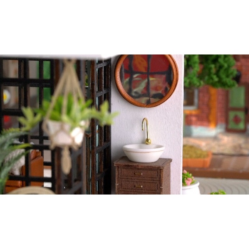 가구가 포함된 CUTEBEE 인형의 집 미니어처, DIY 나무 인형의 집 키트 및 먼지 방지, 창의적인 방 아이디어(Forest Tea Shop)