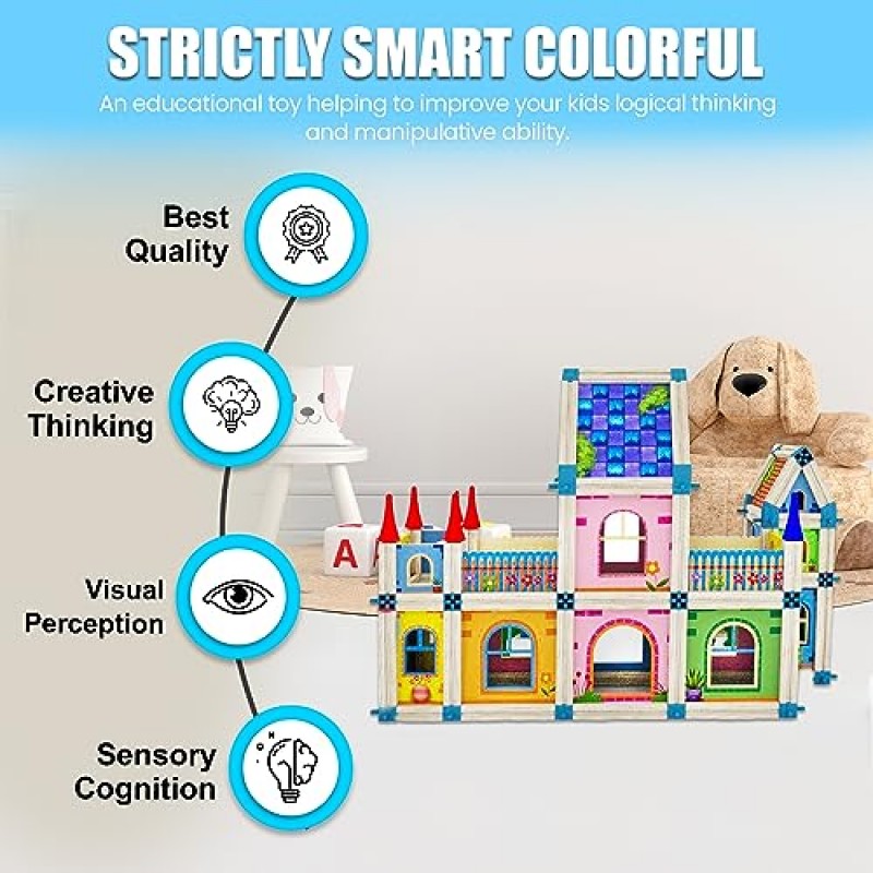 엄밀히 말하면 스마트 3D 성 퍼즐 인형 집 - 268개 나무 인형의 집 키트 - 소녀와 소년을 위한 DIY 미니어처 하우스 키트 - Playset 장난감 피규어 및 집 Playsets - 인형의 집 3D 퍼즐 - 집 짓기 키트