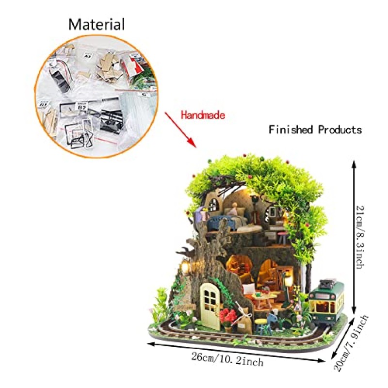 DIY 소형 가구 인형 집 키트 3D 나무 퍼즐 모델 LED Linght 및 음악 운동과 소형 집 크리 에이 티브 룸 생일 선물