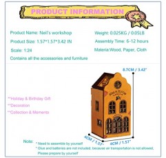 Roroom DIY 소형 및 가구 인형 집 키트, LED가 장착된 미니 3D 나무 인형 집 공예 모델, 발렌타인 데이 생일 선물을 위한 크리에이티브 룸 아이디어(QH-003)