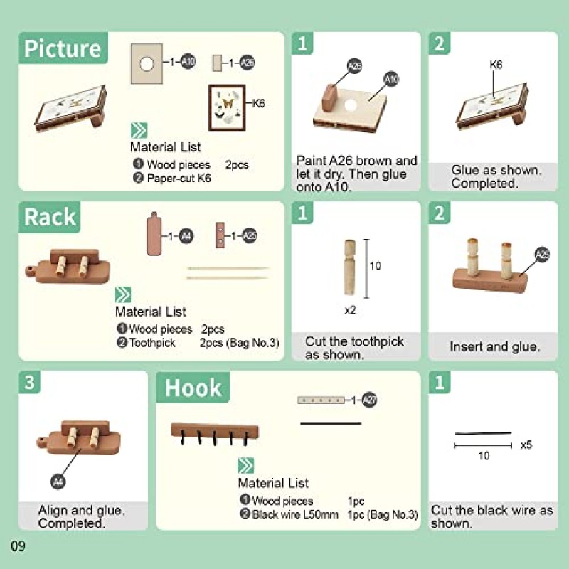 손으로 공예 DIY 소형 인형의 집 키트 – 맛 생활 주방 3D 모델 목재 가구 작은 집 룸 디스플레이 빌딩 나무 퍼즐 청소년 및 성인 DS015