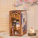 CUTEBEE DIY 책 구석 키트, DIY 인형의 집 책장 책장 삽입 장식 골목, LED 조명이 포함된 북엔드 모델 빌드 창의력 키트(사쿠라 나무 아래)