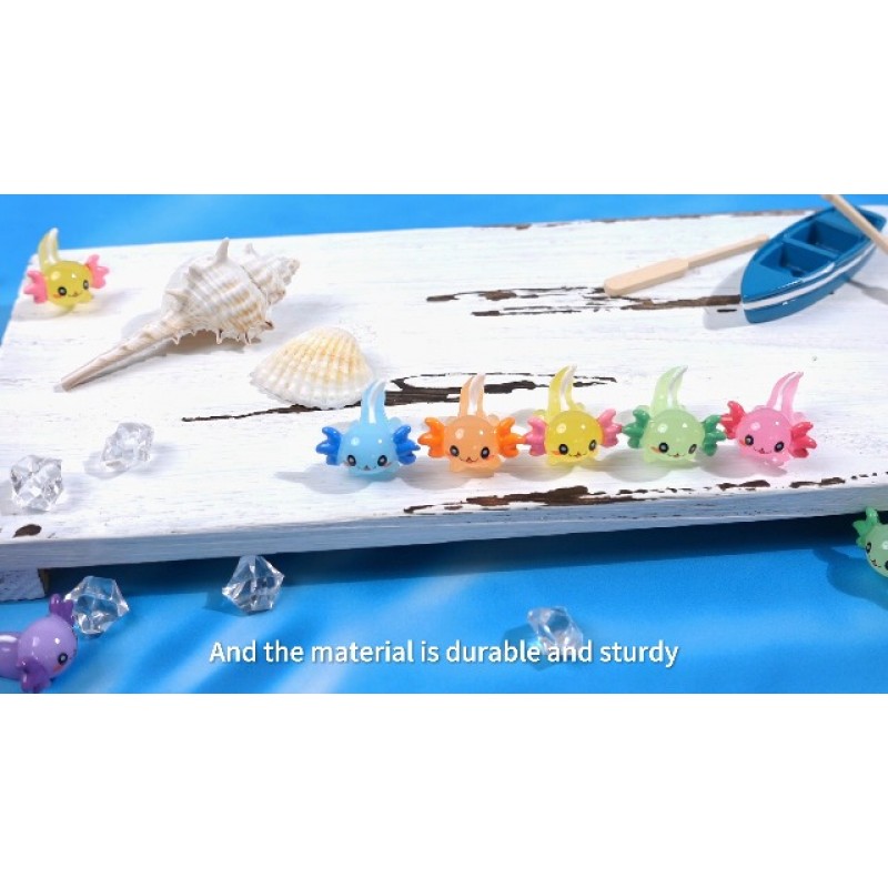 Junkin 48 Pcs 미니 Axolotl 수지 매력 미니 Axolotl 수지 입상 장난감 소형 Axolotl 장식 DIY 정원 인형 집 생일 파티 장식 수족관을위한 작은 동물 피규어