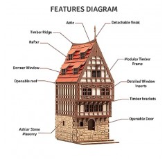 I Build It - Creaky Timbers S - 3D 나무 퍼즐 - 성인과 어린이를 위한 28mm 규모 모델 구축 키트, 교육 장난감, 창의적 선물, DIY 가족 활동, 탁상 소형 지형 키트, 건축