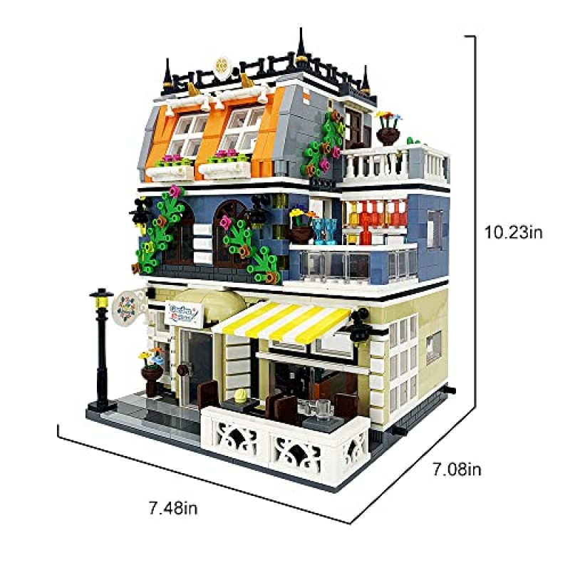 ENJBRICK 가든 호텔 조립 광장 빌딩 키트, 청소년 및 성인을위한 모듈 형 하우스 빌딩 블록 모델 세트. 수집 가능한 디스플레이 장난감 빌딩 세트 1316PCS