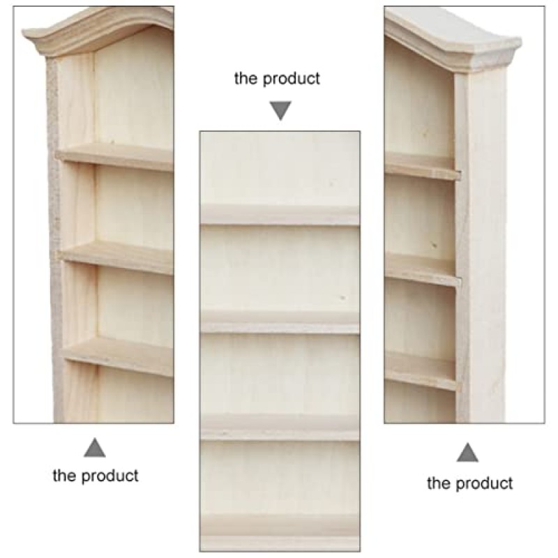 Toyvian 인형의 집 나무 책장 인형 소형 가구 미니 책장 인형의 집 선반 인형의 집 캐비닛 장면 미니어처 하우스 책장 요정 캐비닛 미니어처 인형의 집 액세서리 1/12