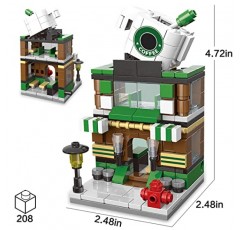 Tyoery 커피 숍 빌딩 블록 도시 스트리트 뷰 빌딩 세트, DIY 크리에이티브 모델 장난감, 6-12세 어린이를 위한 아이디어 선물, 레고와 호환 가능(208개)