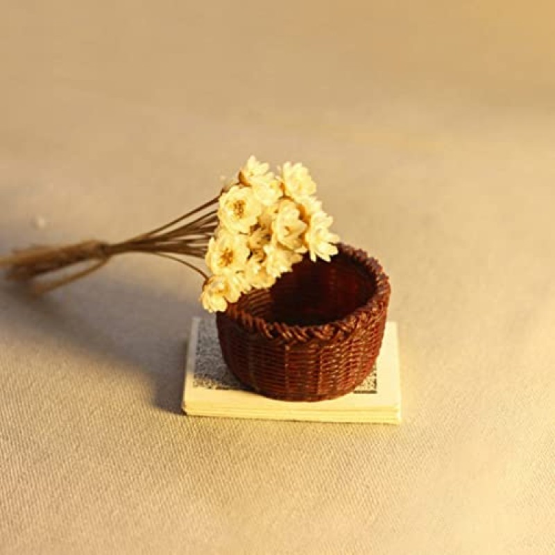 Cabilock 3Pcs 인형 집 공예품을위한 미니어처 미니어처 바구니 미니어처 짠 바구니 작은 공예 바구니 바구니 미니어처 나무