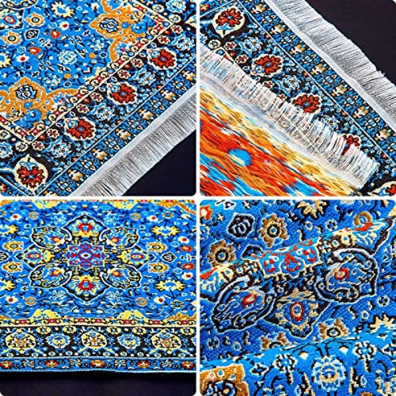 G0lden & Mang0 4Pcs 인형 집 장식 세트, 2Pcs 1:6 규모 인형 집 플라스틱 DIY 의자, 2Pcs 소형 카펫 터키 러그 미니 가구 장난감 여러 가지 빛깔의