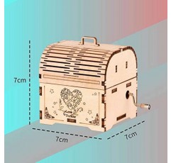 나무 퍼즐 DIY 장난감, 3D 입체 퍼즐, 모델 간단한 핸드 크랭크 뮤직 박스, 소년 소녀 성인을 위한 선물 어머니날/생일/발렌타인 데이-사랑 70 x70 x70 mm